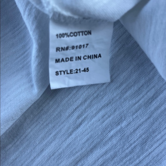 Solitaire Floral Embroidered White Cap Sleeve Boxy V Neck Tee Shirt Sz M - Picture 11 of 13